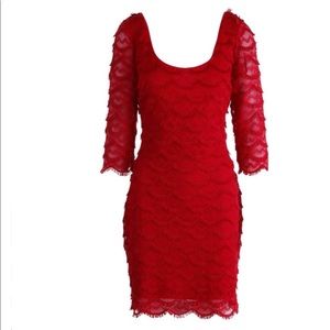 ✨ NWT Guess Festive Red Fringe Salsa Bodycon Dress 12